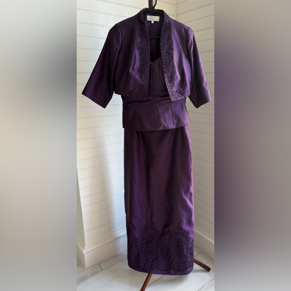 Badgley Mischka Plum 3 Piece Formal Gown